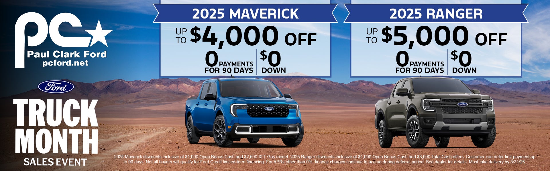 Up to $4,000 off Mavericks & up to $5,000 off Rangers